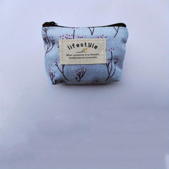Mini Floral Print Zipper Pouch Lightweight Portable Coin Purse