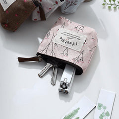 Mini Floral Print Zipper Pouch Lightweight Portable Coin Purse