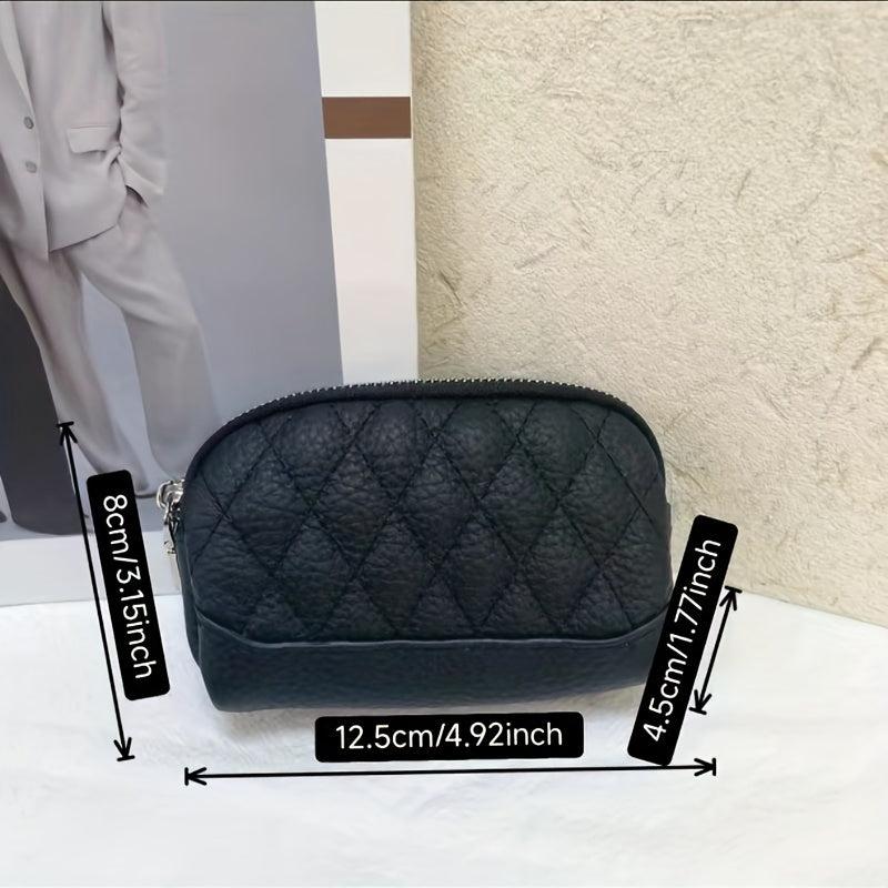 Minimalist Clutch Wallet Zipper Quilted Detail Coin Purse