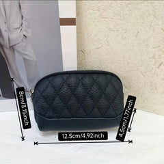 Minimalist Clutch Wallet Zipper Quilted Detail Coin Purse
