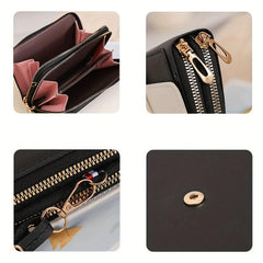 Colorblock Square Shoulder Bag Buckle Decor Purse With Detachable Strap