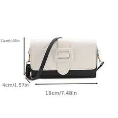 Colorblock Square Shoulder Bag Buckle Decor Purse With Detachable Strap