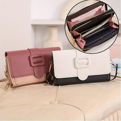 Colorblock Square Shoulder Bag Buckle Decor Purse With Detachable Strap