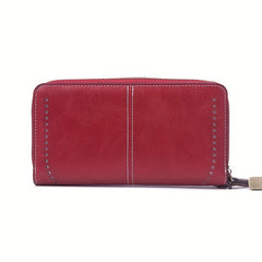 Vintage Long Zipper Coin Purse Clutch Wallet Faux Leather Purse