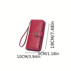 Vintage Long Zipper Coin Purse Clutch Wallet Faux Leather Purse