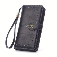 Vintage Long Zipper Coin Purse Clutch Wallet Faux Leather Purse