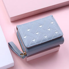 Heart Embroidered Faux Leather Women's Small Wallet