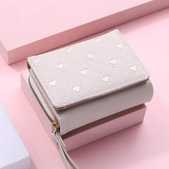Heart Embroidered Faux Leather Women's Small Wallet
