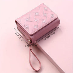 Heart Embroidered Faux Leather Women's Small Wallet