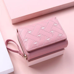 Heart Embroidered Faux Leather Women's Small Wallet