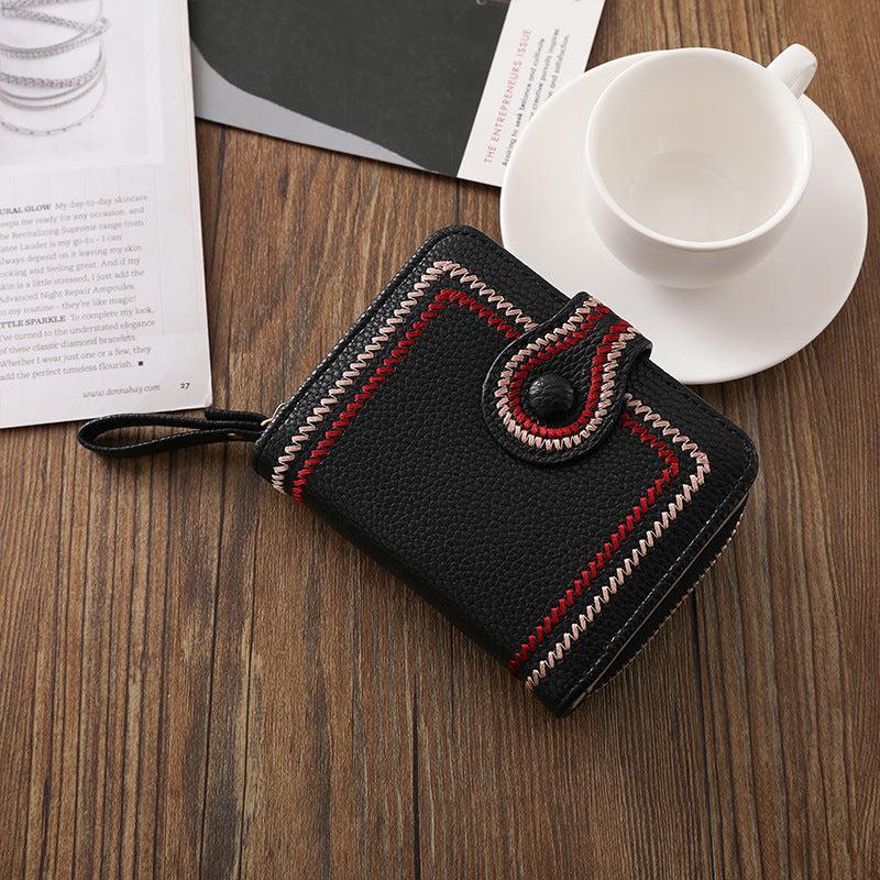 Small Fashionable Coin Purse Faux Leather Wallet With Zipper Bifold Purse