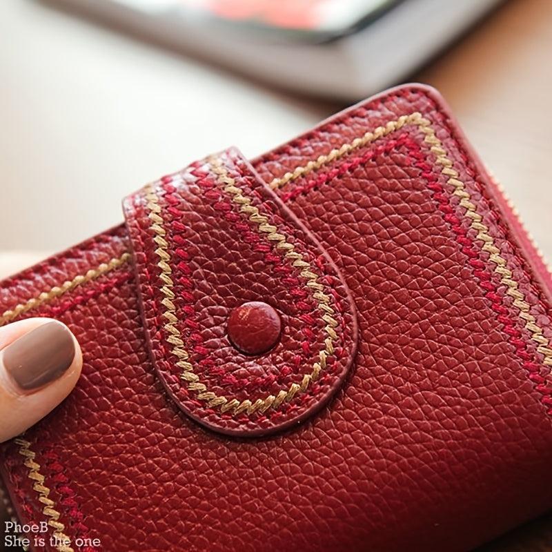 Small Fashionable Coin Purse Faux Leather Wallet With Zipper Bifold Purse