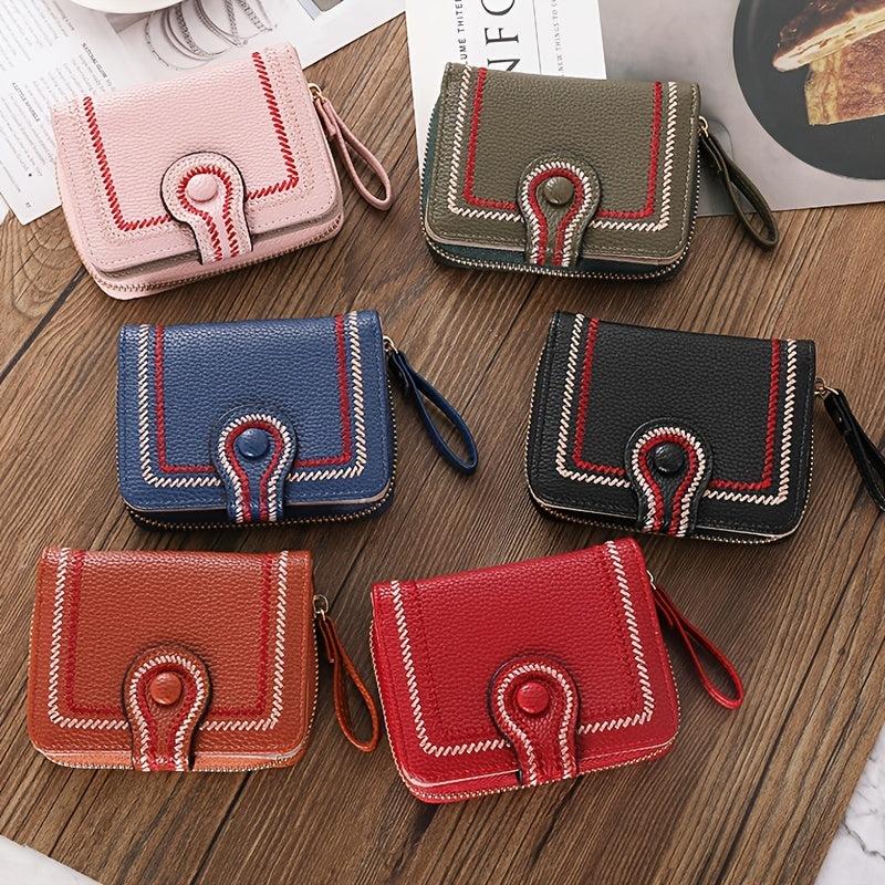 Small Fashionable Coin Purse Faux Leather Wallet With Zipper Bifold Purse