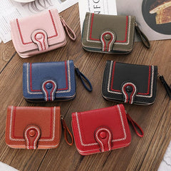 Small Fashionable Coin Purse Faux Leather Wallet With Zipper Bifold Purse