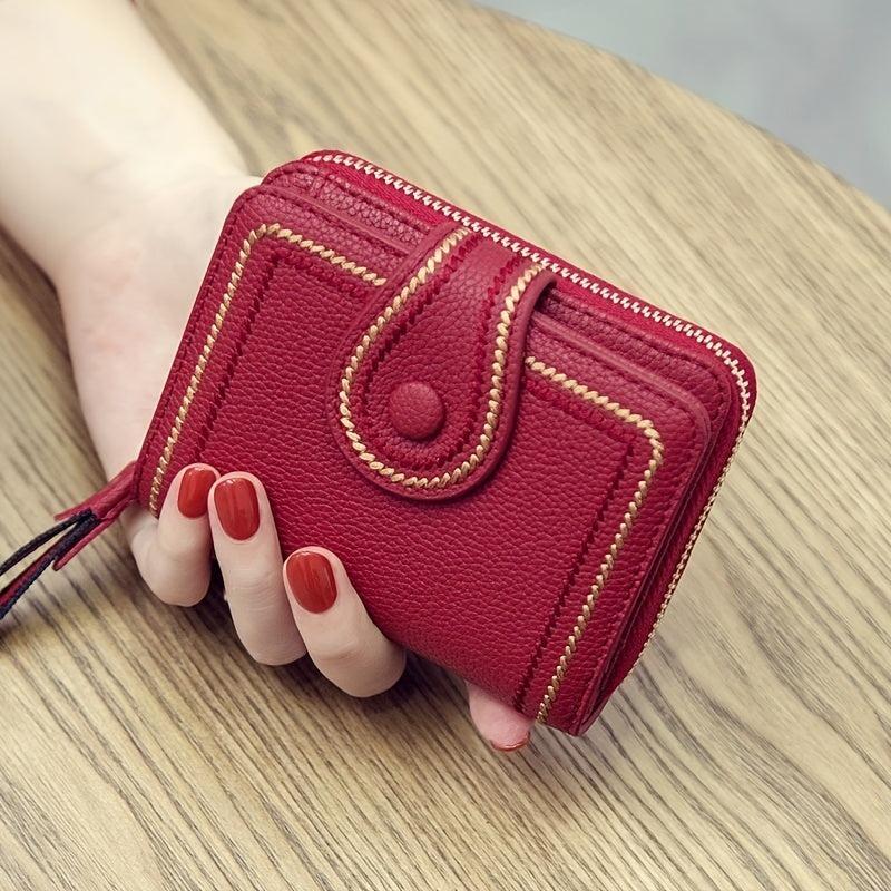 Small Fashionable Coin Purse Faux Leather Wallet With Zipper Bifold Purse
