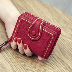 Small Fashionable Coin Purse Faux Leather Wallet With Zipper Bifold Purse