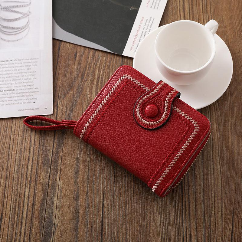 Small Fashionable Coin Purse Faux Leather Wallet With Zipper Bifold Purse