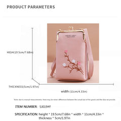 Flower Embroidered Shoulder Bag Crossbody Phone Purse