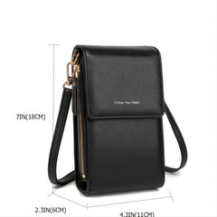Crossbody Phone Bag PU 3 Layer Travel Wallet