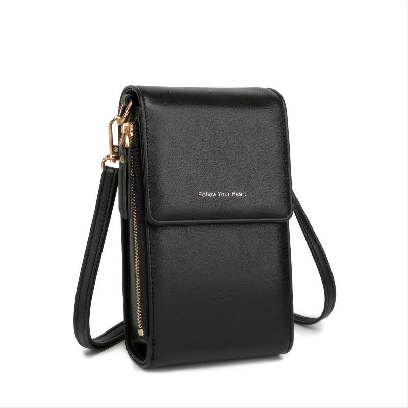 Crossbody Phone Bag PU 3 Layer Travel Wallet
