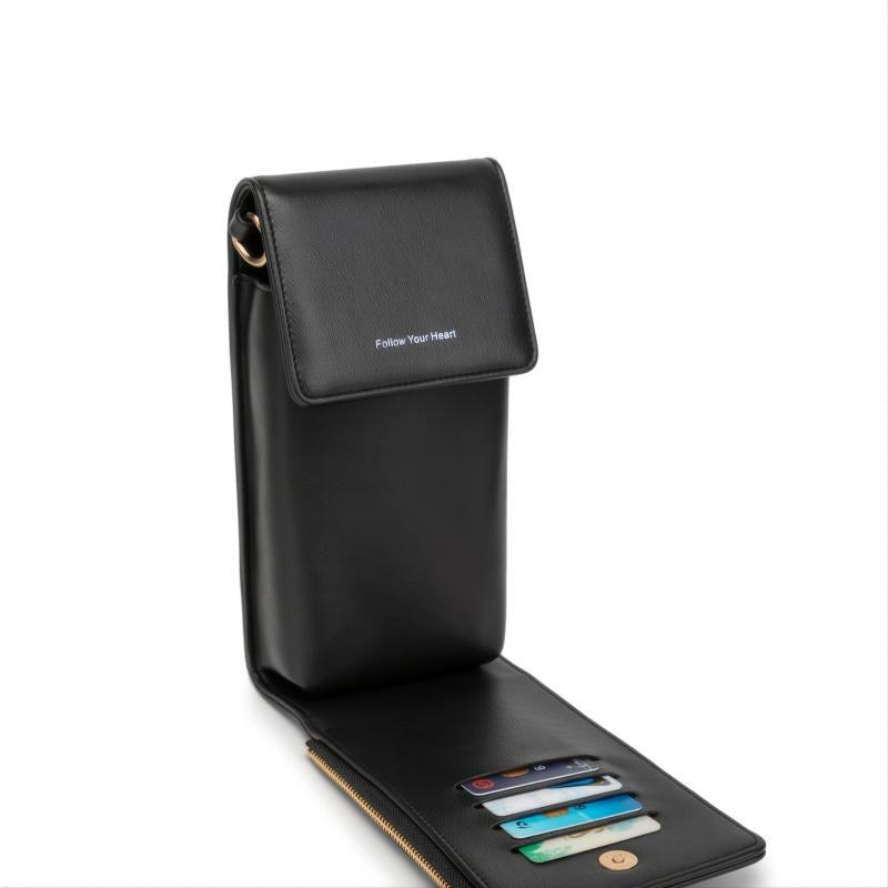 Crossbody Phone Bag PU 3 Layer Travel Wallet