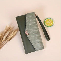 Crocodile Pattern Long Wallet Envelop Flap Clutch Wallet