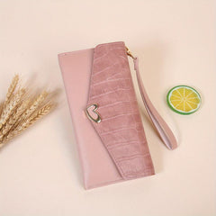 Crocodile Pattern Long Wallet Envelop Flap Clutch Wallet