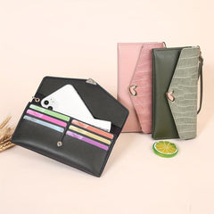 Crocodile Pattern Long Wallet Envelop Flap Clutch Wallet