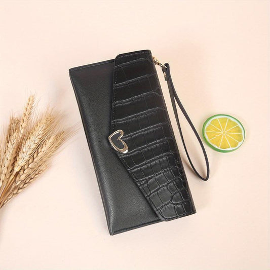 Crocodile Pattern Long Wallet Envelop Flap Clutch Wallet