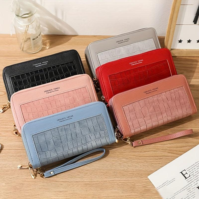 Crocodile Embossed Zip Wallet with Wristband