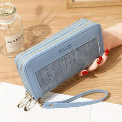 Crocodile Embossed Zip Wallet with Wristband