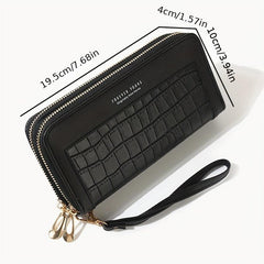 Crocodile Embossed Zip Wallet with Wristband