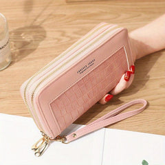 Crocodile Embossed Zip Wallet with Wristband