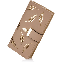 Women's Faux Leather Long Wallet with Zipper Phone Pocket