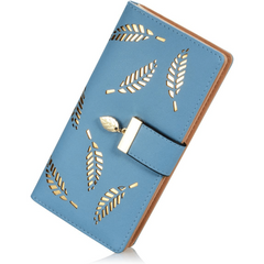 Women's Faux Leather Long Wallet with Zipper Phone Pocket
