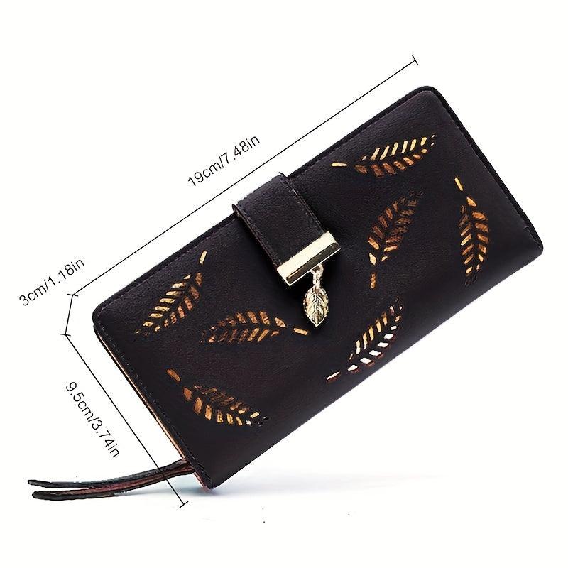 Women's Faux Leather Long Wallet with Zipper Phone Pocket