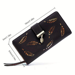Women's Faux Leather Long Wallet with Zipper Phone Pocket