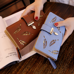 Women's Faux Leather Long Wallet with Zipper Phone Pocket