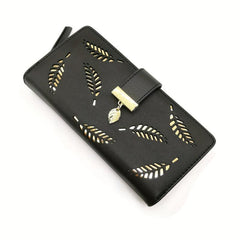 Women's Faux Leather Long Wallet with Zipper Phone Pocket