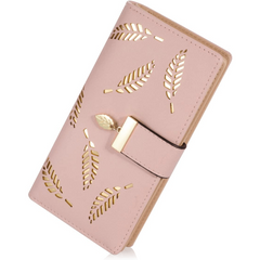 Women's Faux Leather Long Wallet with Zipper Phone Pocket