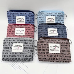 Mini Letter Printed Coin Purse Canvas Zipper Lightweight Daily Cash Case