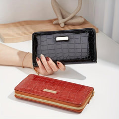 Women's Crocodile Zipper Purse Large Lightweight Coin Purse