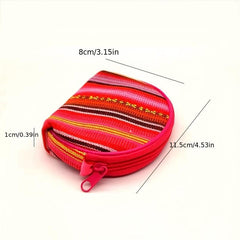Ethnic Striped Shell Coin Purse Lightweight Cash Holder