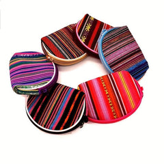 Ethnic Striped Shell Coin Purse Lightweight Cash Holder