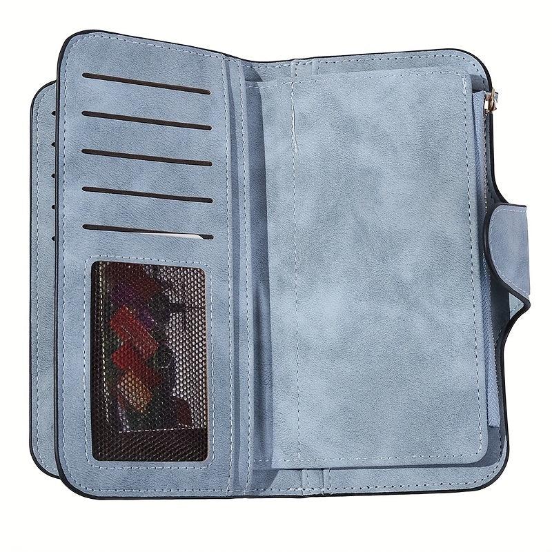 Vintage Long Wallet Portable Coin Purse Faux Leather Purse