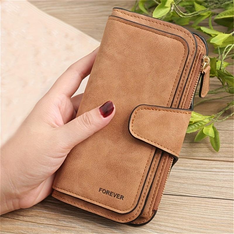 Vintage Long Wallet Portable Coin Purse Faux Leather Purse