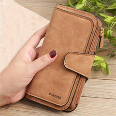 Vintage Long Wallet Portable Coin Purse Faux Leather Purse