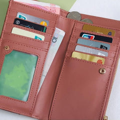 Women's Long Wallet Foldable PU Leather Clutch Purse