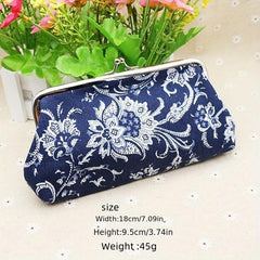 Ethnic Vintage Print Coin Purse Canvas Clutch Wallet