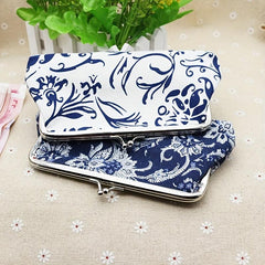 Ethnic Vintage Print Coin Purse Canvas Clutch Wallet